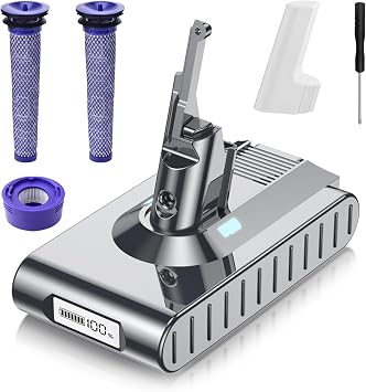 POWTREE Upgraded 8000mAh V8 SV10 Battery Replacement Compatible for Dyson V8 Vacuum Animal/Absolute/Motorhead/Fluffy/SV10 Handheld Cordless Vacuum Cleaner Li-ion 967834 05 215681 Battery