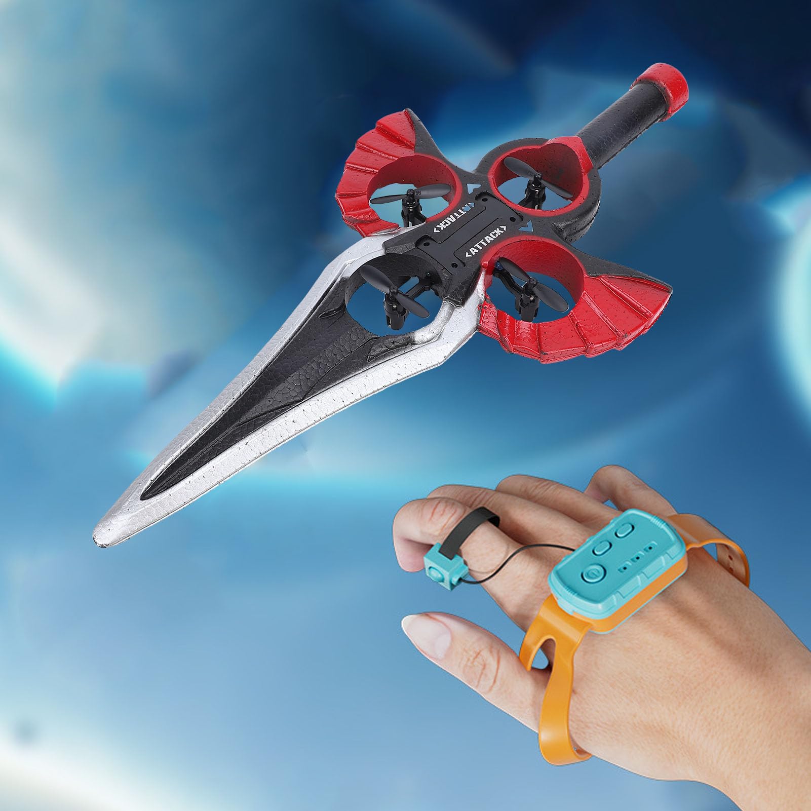 Ejoyous Aeroplano RC con Spada Volante Telecomandata con Riconoscimento dei Gesti, Luce LED Multicolore e Giroscopico Stabile per Ragazzi, Ragazze, Adulti, Principianti (rosso)