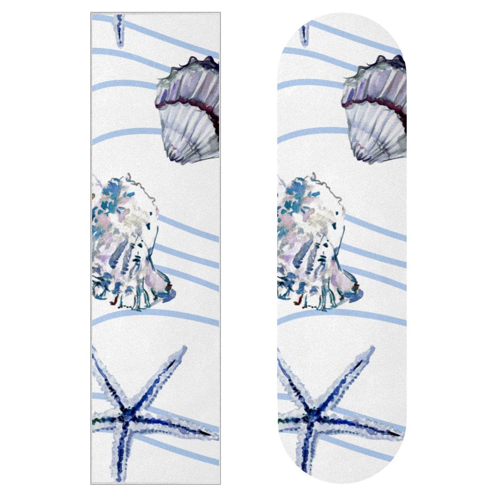 Seashell Starfish Lot de 2 feuilles de papier abrasif pour planche de skateboard et longboard