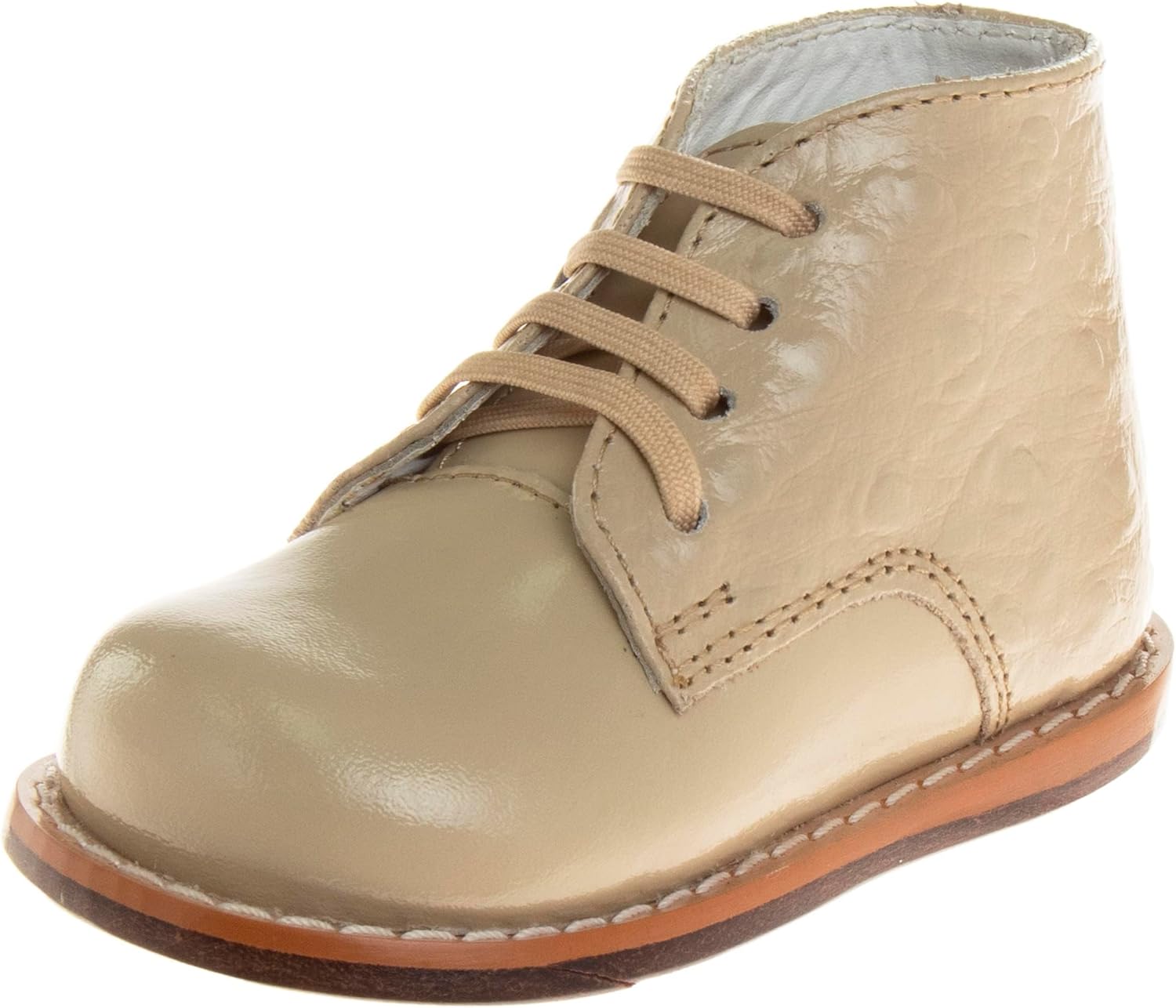 Josmo Baby Unisex Walking Shoes First Walker, Baby First Walk Training Shoes 7 Toddler Beige Patent Ostrich