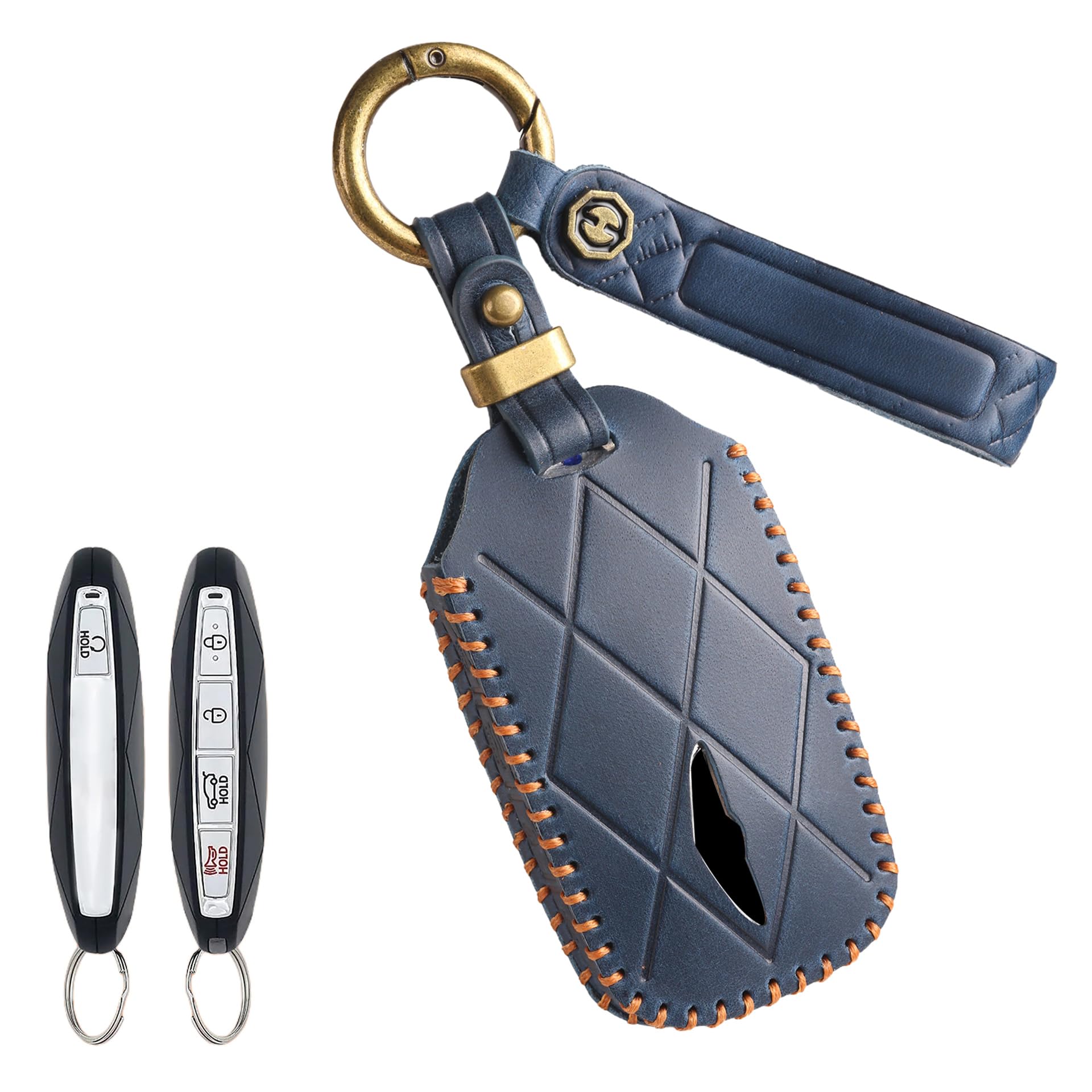 ontto Handmade Leather Key Fob Holder Fit for Genesis GV60 GV70 GV80 GV90 G70 G80 G90 2026 2025 2024 2023 2022 2021,Antiscratched Key Cover Case,5-Button Blue