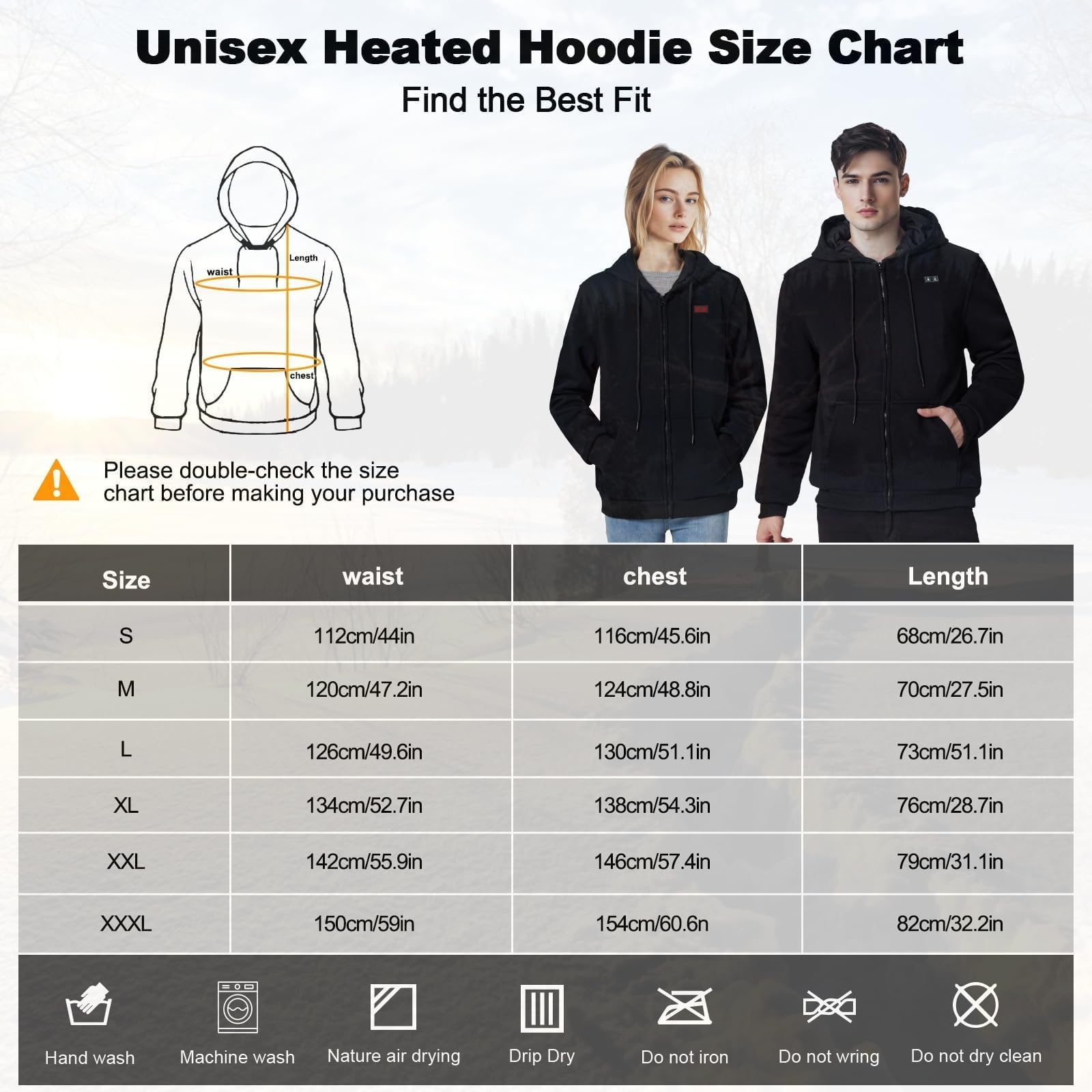 Sudadera Calefactable con Capucha para Hombre Mujer, Chaqueta Calefacción con Batería, 3 Niveles de Cálido, Calefacción con 6 Zonas, Abrigos