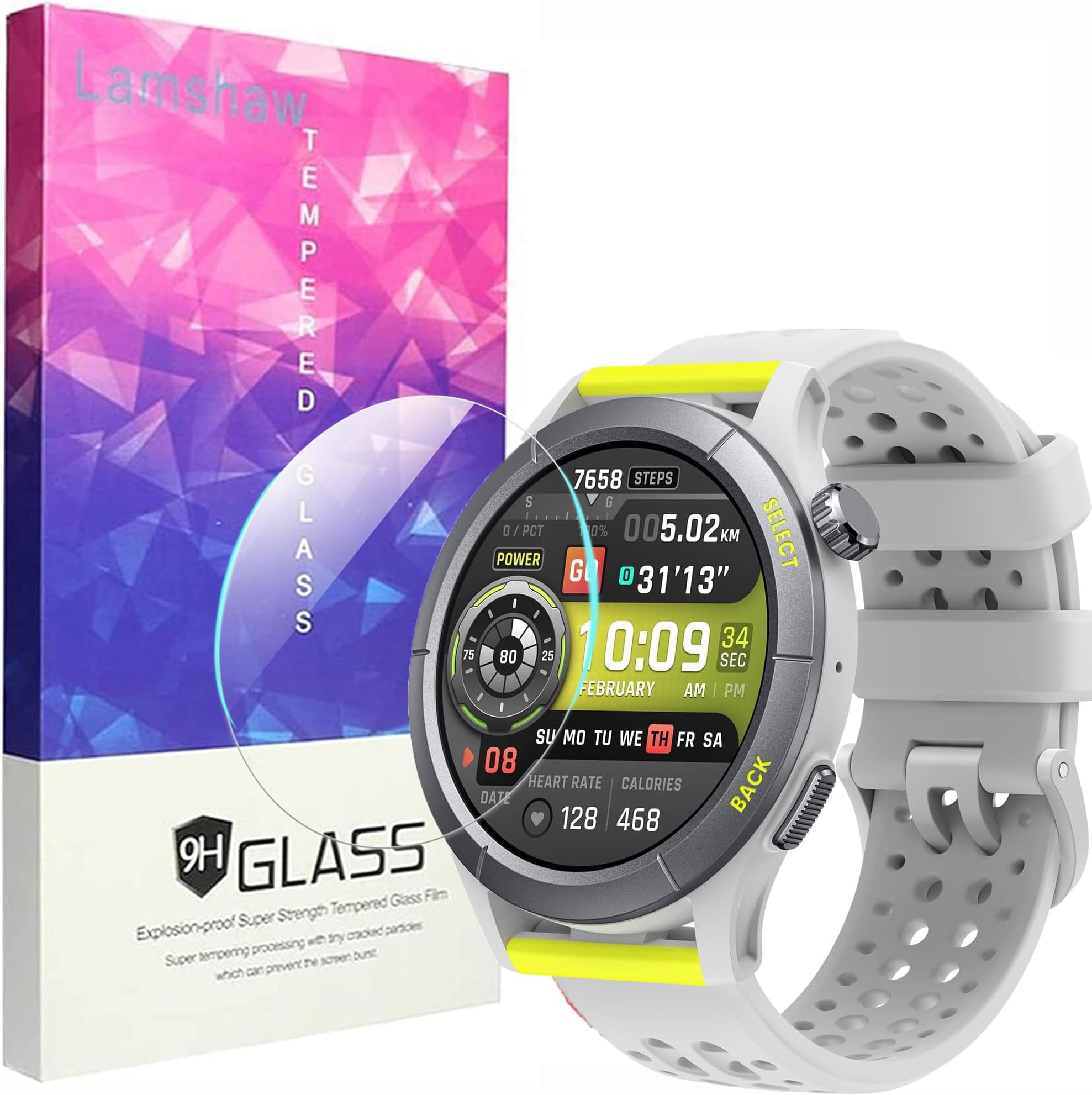 Compatible for Amazfit Cheetah Pro Screen Protector, [3 Pack] 9H Tempered Glass Screen Protector Film Compatible for Garmin Amazfit Cheetah Pro/Cheetah Smart Watch (Amazfit Cheetah glass-3 pack)