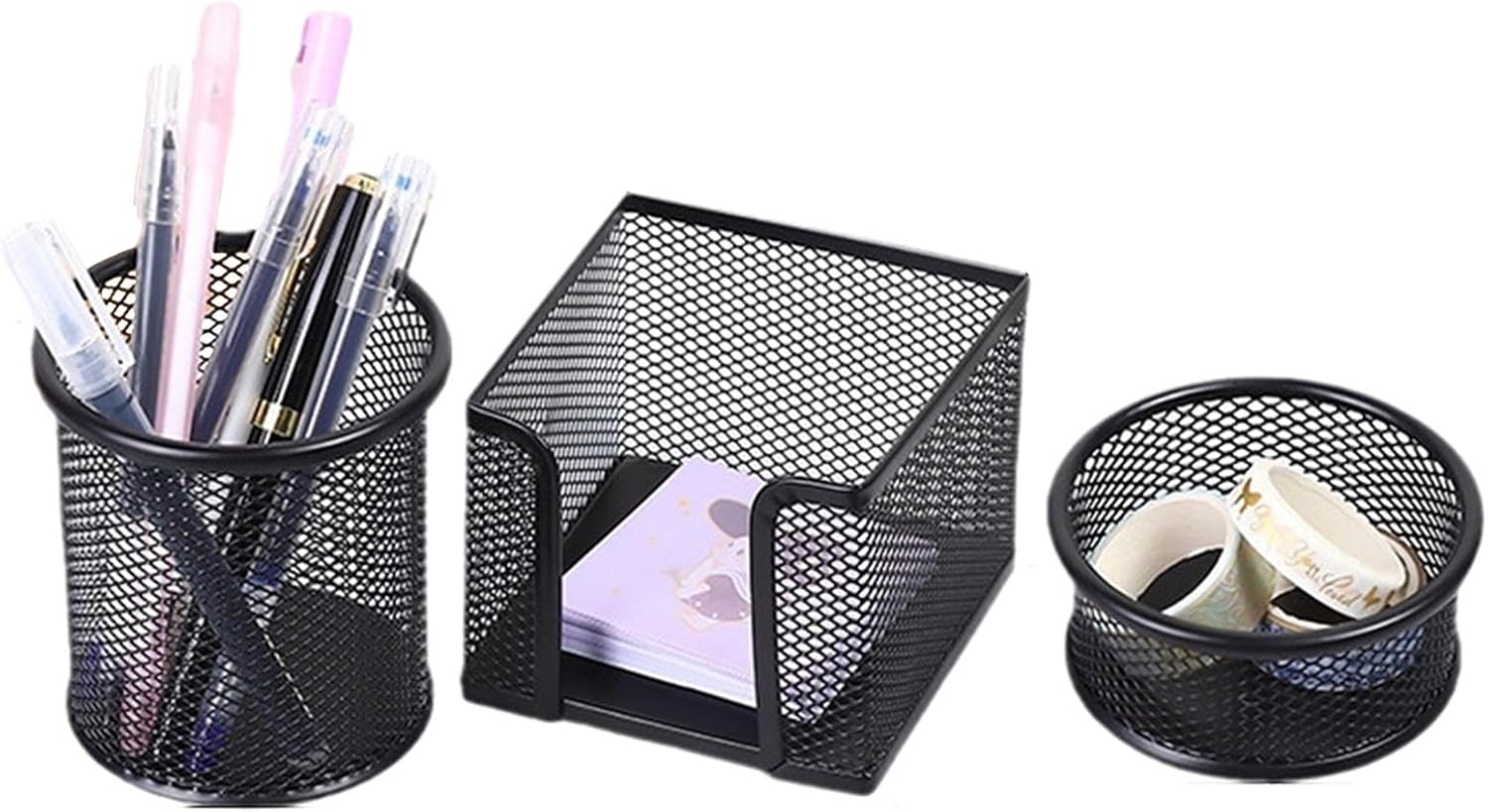 3 Piece Metal Mesh Pen Holder Set — A Clean, Professional Way to Organize Supplies