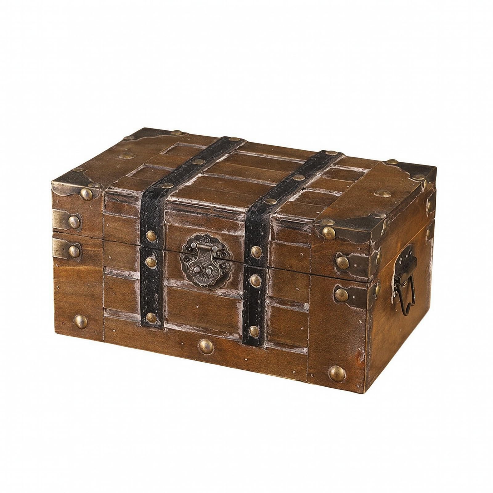 Forziere in Legno Decorativo, 6266J-02-红色大号, Grande | Stile Vintage Rustico, in Legno, per Libreria, Servizio Fotografico, Collezionisti