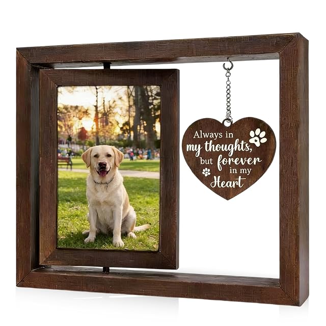 Behogan Marco conmemorativo para perros y gatos, 23 × 20,5 × 3 cm, creativo marco giratorio de 360°