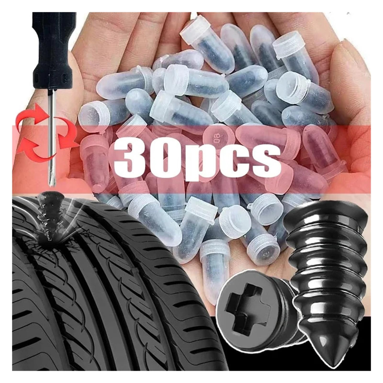 Próżniowe gwoździe do naprawy opon samochodowych, motocyklowych, 10/30 szt., zestaw do naprawy opon rowerowych, narzędzia bezdętkowe z gumowymi metalowymi akcesoriami