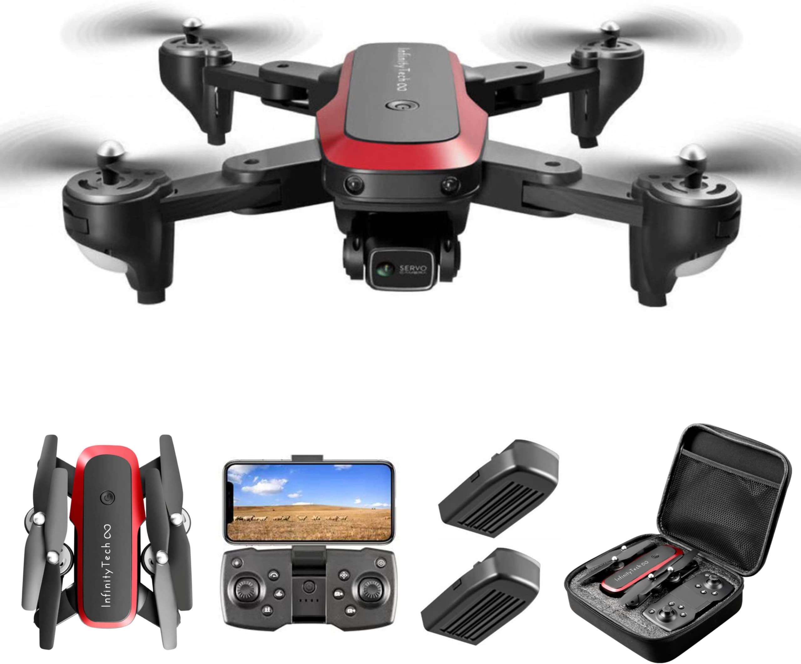 S8000 Drone with 90° electrically adjustable 4k Camera for Kids and Adults - FPV Live Video Quadcopter equipped with 2 Batteries for up to 40 minutes of flight time - Long range distance up to 300m - 360° flip - Follow me - Auto return - One key take off/landing - Altitude hold - Indoor & Outdoor Toy