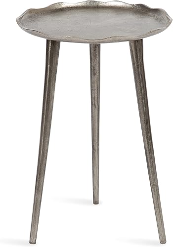 Kate and Laurel Alessia - Mesa auxiliar decorativa moderna de aluminio fundido con borde cubierto para dormitorio, mesita de noche o sala de estar,