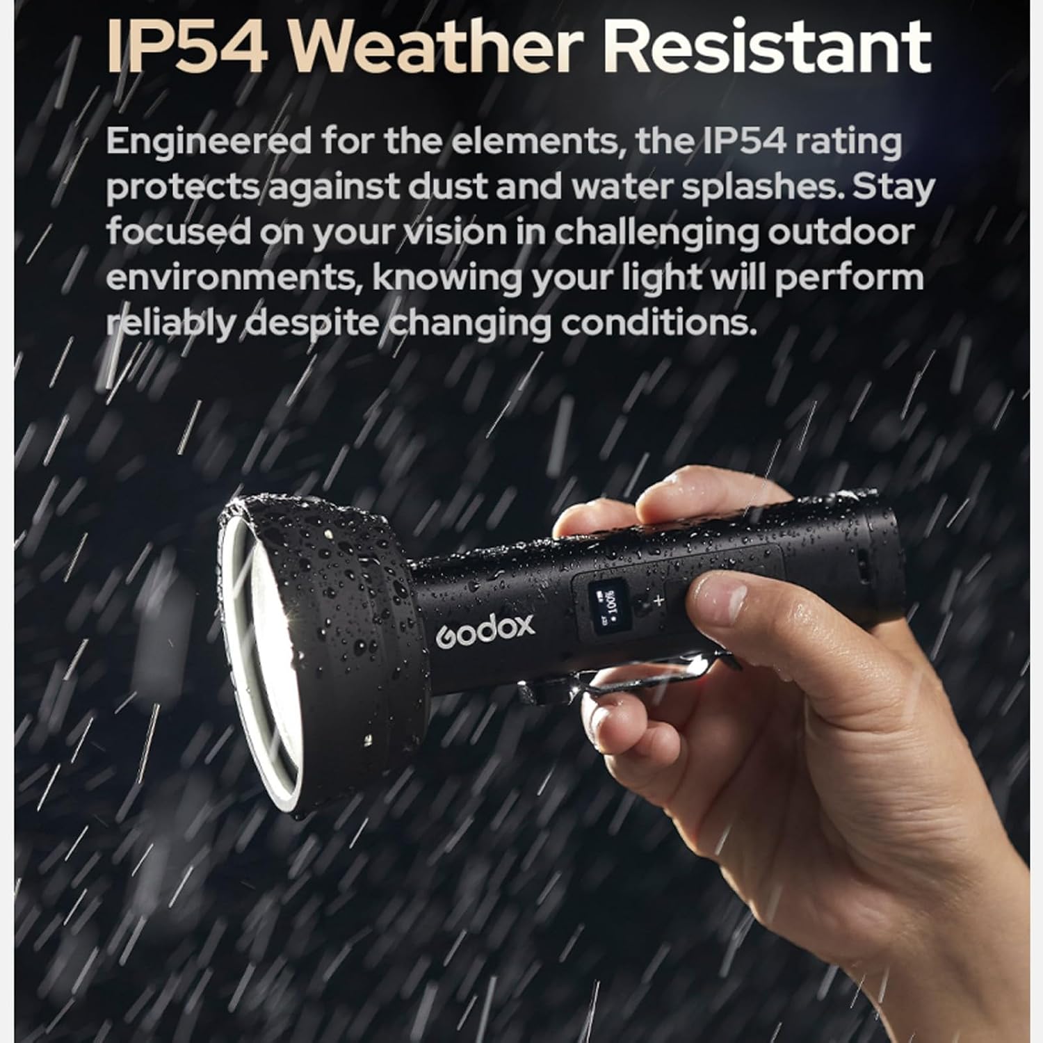 Godox FL15Bi Bi-Color LED Video Flash Light, Photography Flashlight, 11 FX Effects, IP54 Weather Resistant, 1/4" Threaded, Handheld Fill Light Spotlight for Photo, Video, Content Creation w/Barndoor