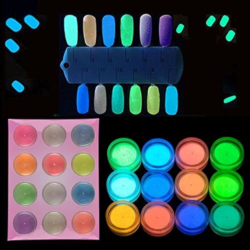Miniatura 3 de MEILINDS 24 frascos de pigmento de fluorescencia nocturna con purpurina ultrafina, 12 colores luminosos de resina epoxi pigmento que brilla en la