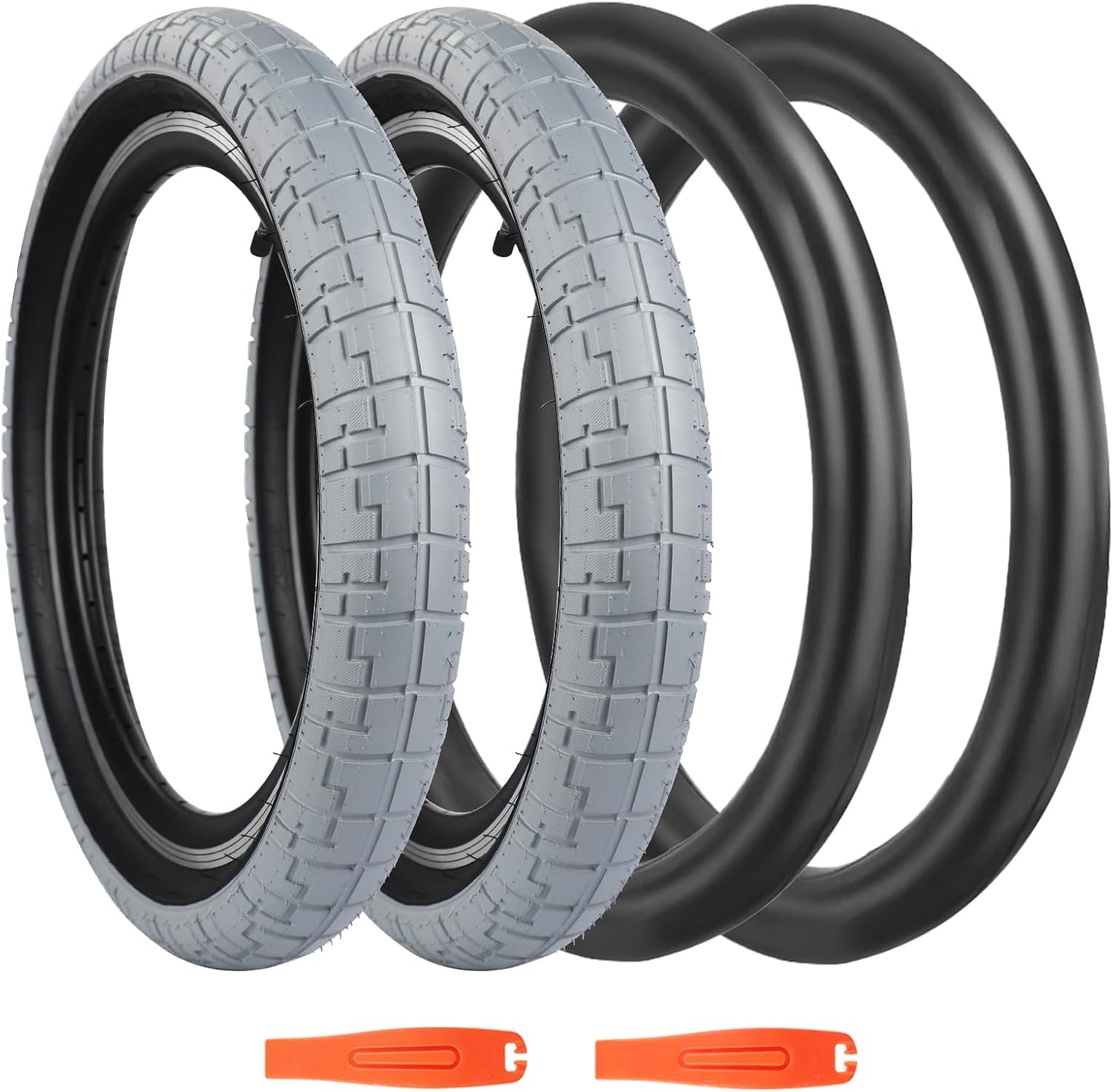 20 x 2.4 inch Bike tire Grey-Black bmx tire 20 inch 2 Pack 20 Bike tires with Tube/no Tube,Kids Bike Tires Folding Replacement Tires Suitable for Bicycle Tires 20x2.35 20x2.4,20x2.5,Grey-Black