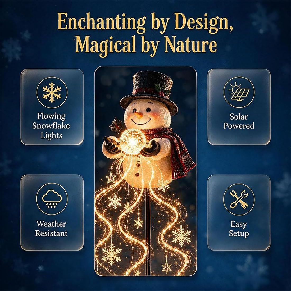 Snowman Magic Fountain-Flowing Snowflake LED Christmas Garden Light (#A)