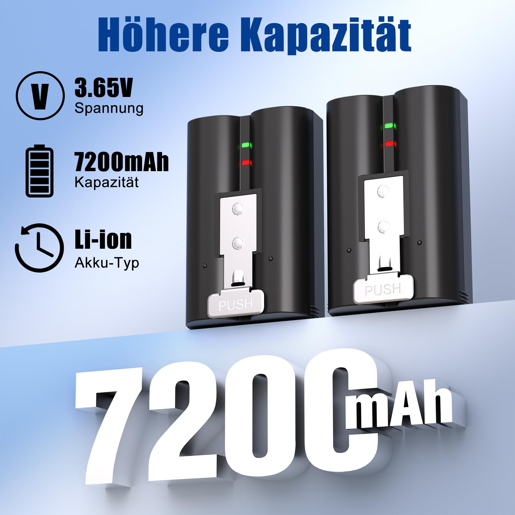 2 Stück 7200mAh Schnellwechsel-Akku und Ladestation für Ring