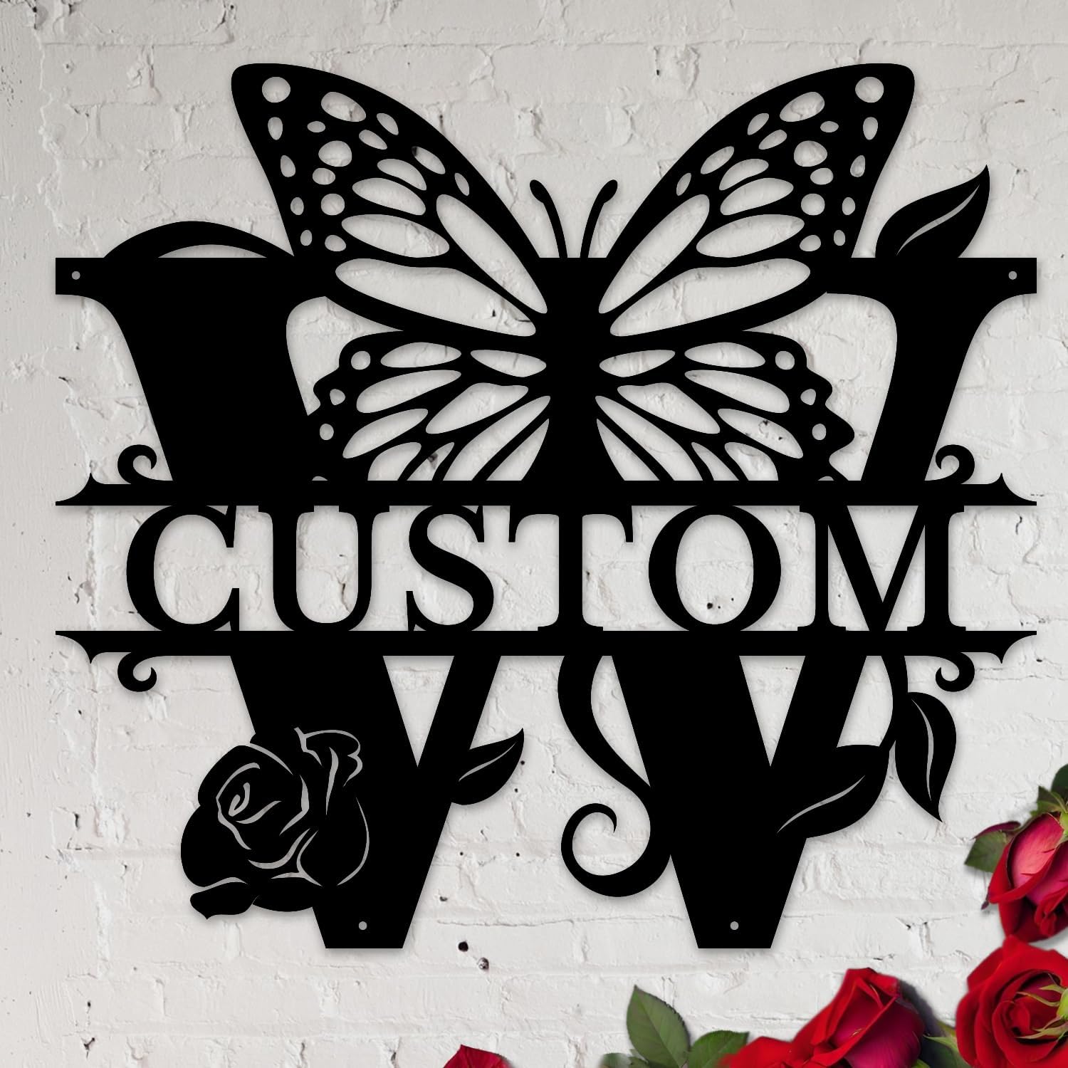 Personalized Custom Letter Name metal Signs,Custom Black Letter Monogram Wall Art Decor,Metal Signs Plaques Outdoor wall Decorative Signage (W)