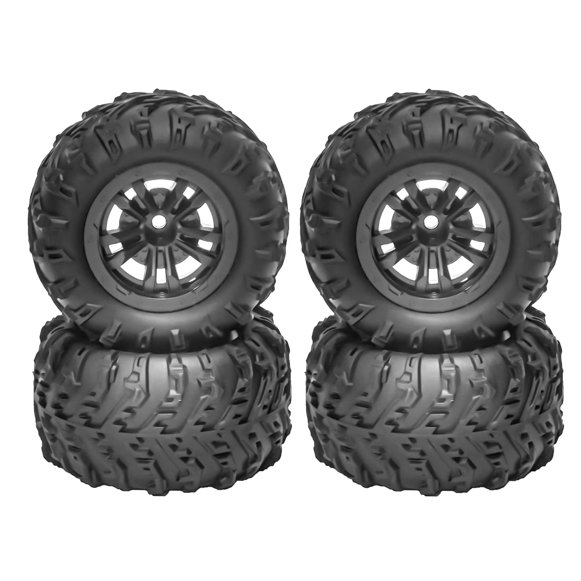 4 Pneus En Caoutchouc 83 Mm Pour Voiture RC – Compatible SCY 16101, MJX 16207, HBX 1/16, Jante Plastique, Hex 12 Mm, Ouverture 4,5 Mm