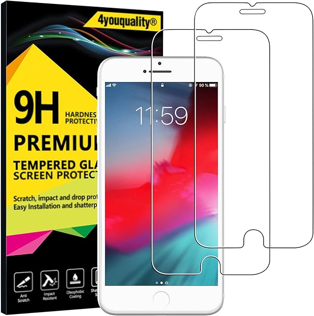 4youquality [2-Pack] iPhone 8 Plus 7 Plus Screen Protector, Premium Tempered Glass Film [LifetimeWarranty][Scratch-Resistant][Anti-Shatter] Screen Protector For Apple iPhone 8 Plus and iPhone 7 Plus
