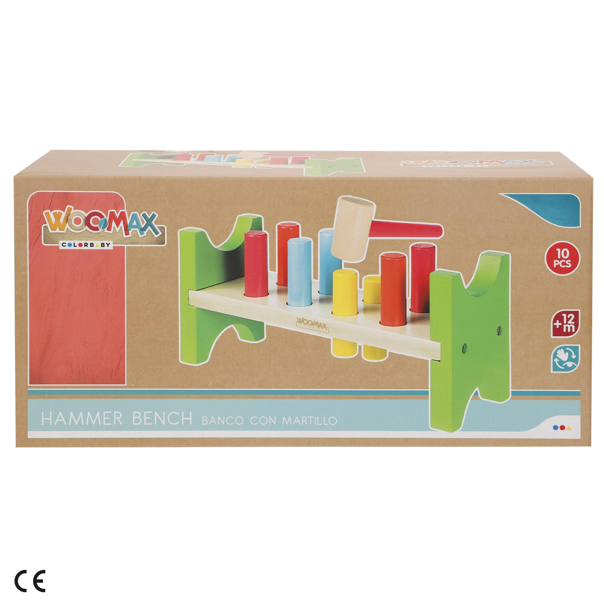 Colorbaby 40999 Jeu de Figurines et Marteau en Bois