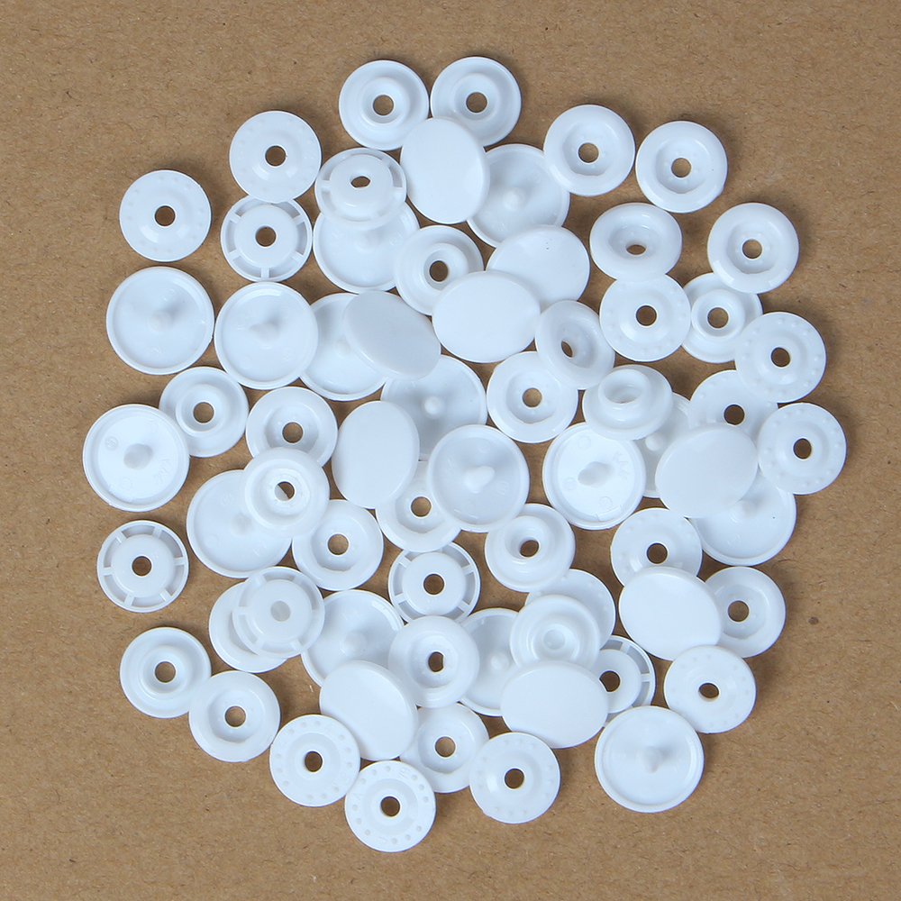 1000 Sets KAM Resin Snap Buttons Plastic Fasteners Size 20 T5 White