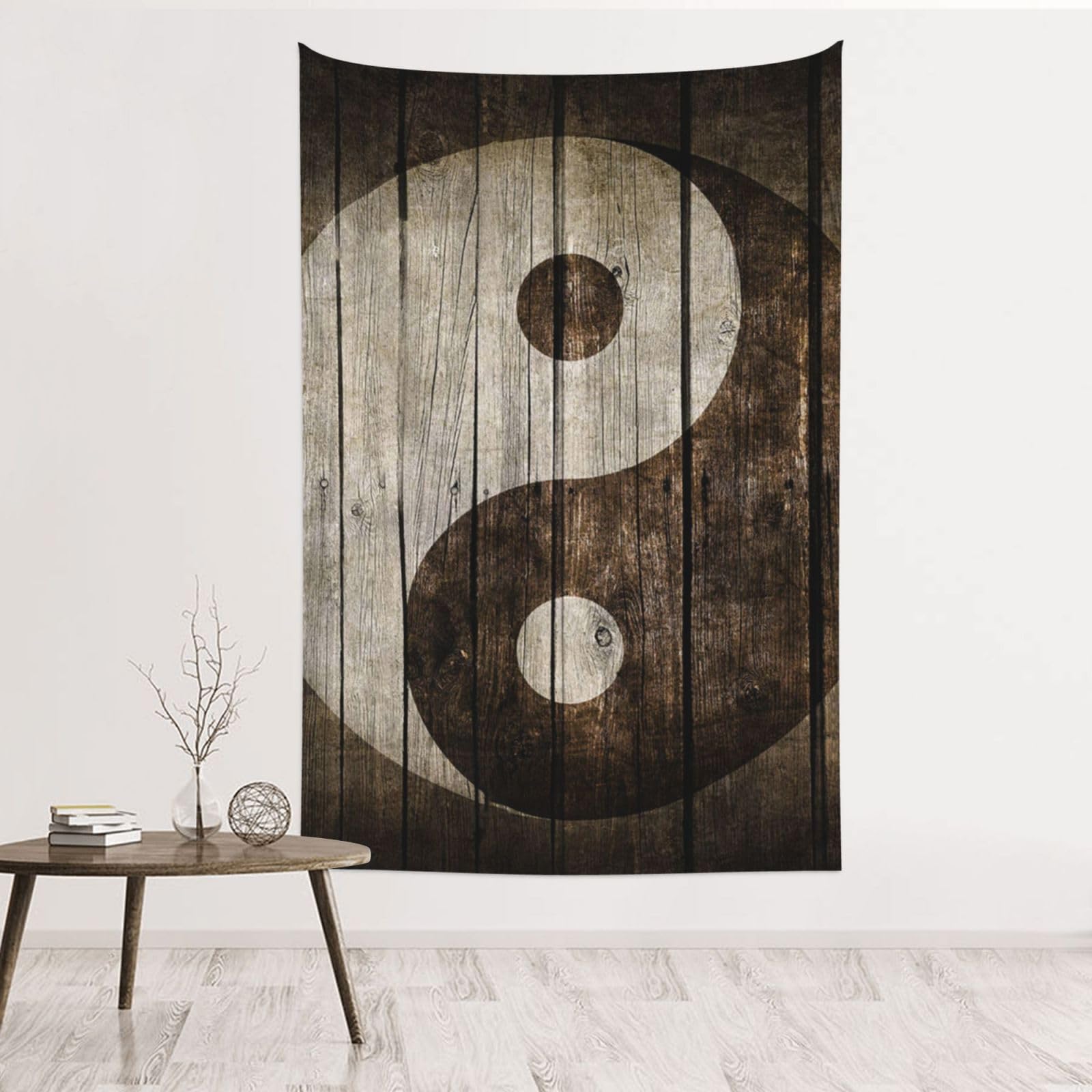 Amazon.co.jp: タペストリー 陰と陽 陰陽 太極図 茶色の木 遮光