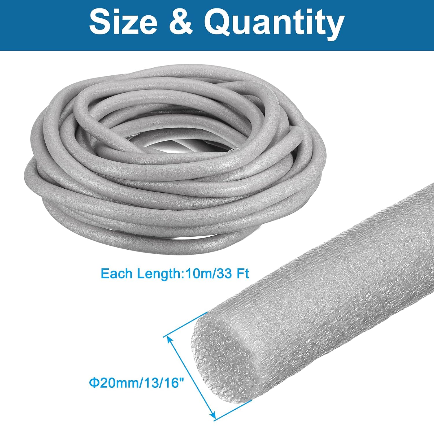 PATIKIL 13/16" x 33 ft Foam Backer Rod, Foam Caulk Saver Concrete Expansion Joint Filler Weather Strip for Sealing Concrete Gaps, Crack Joint Sealer, Grey