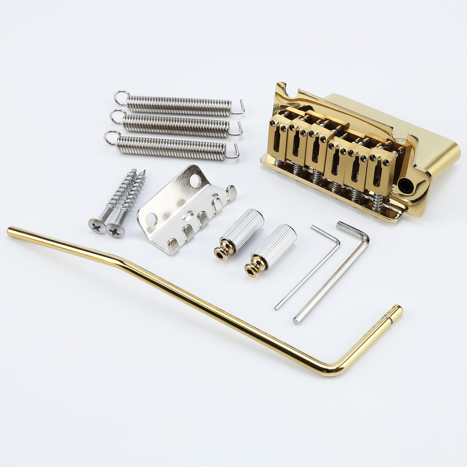 Puente de guitarra eléctrica de 10,5 mm, color dorado, puente de trémolo de 2 puntos, bloque de latón, placa de acero inoxidable, puente de guitarra eléctrica, puente de 6 cuerdas de arranque