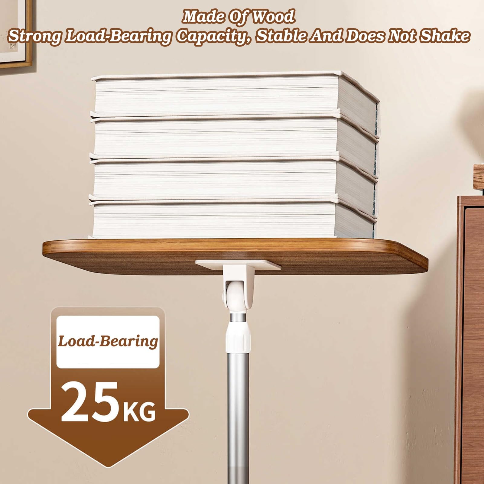 Genérico Estantería y Atril de Madera Resistente para Colocar en el Suelo, Ideal para Biblias, portátiles, Libros de Cocina y proyectores. Diseño Elegante, Altura Ajustable, hogar o