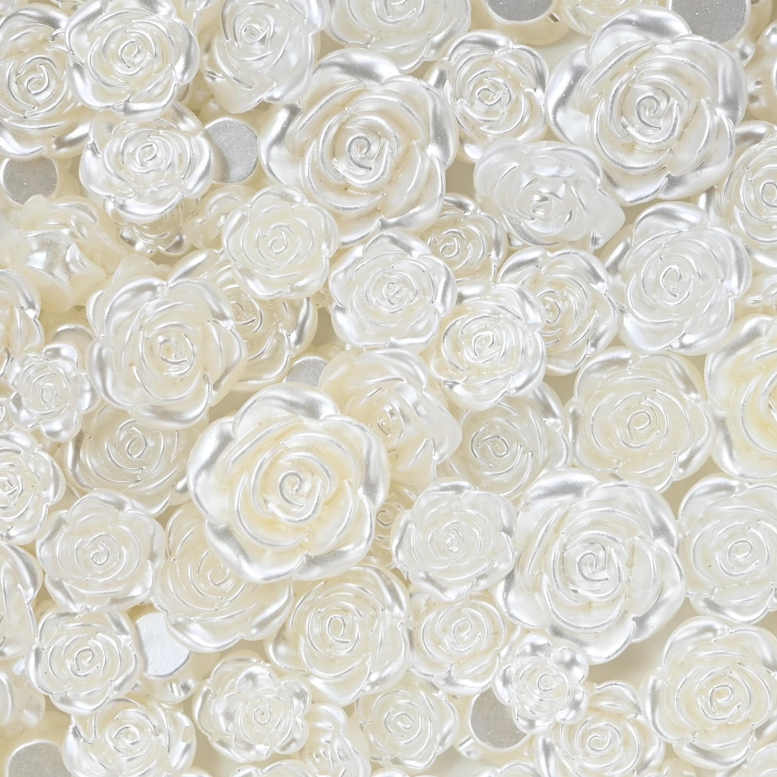 Photo 1 of 145Pcs Pearl Flower Buttons Beads for Crafts,Sewing Flatback Resin Junk Case Charms Wedding Decor White Buttons for Clothes,Slime Charms for Jewelry Making Bulk DIY Bracelet Hair Clip Phone Charms