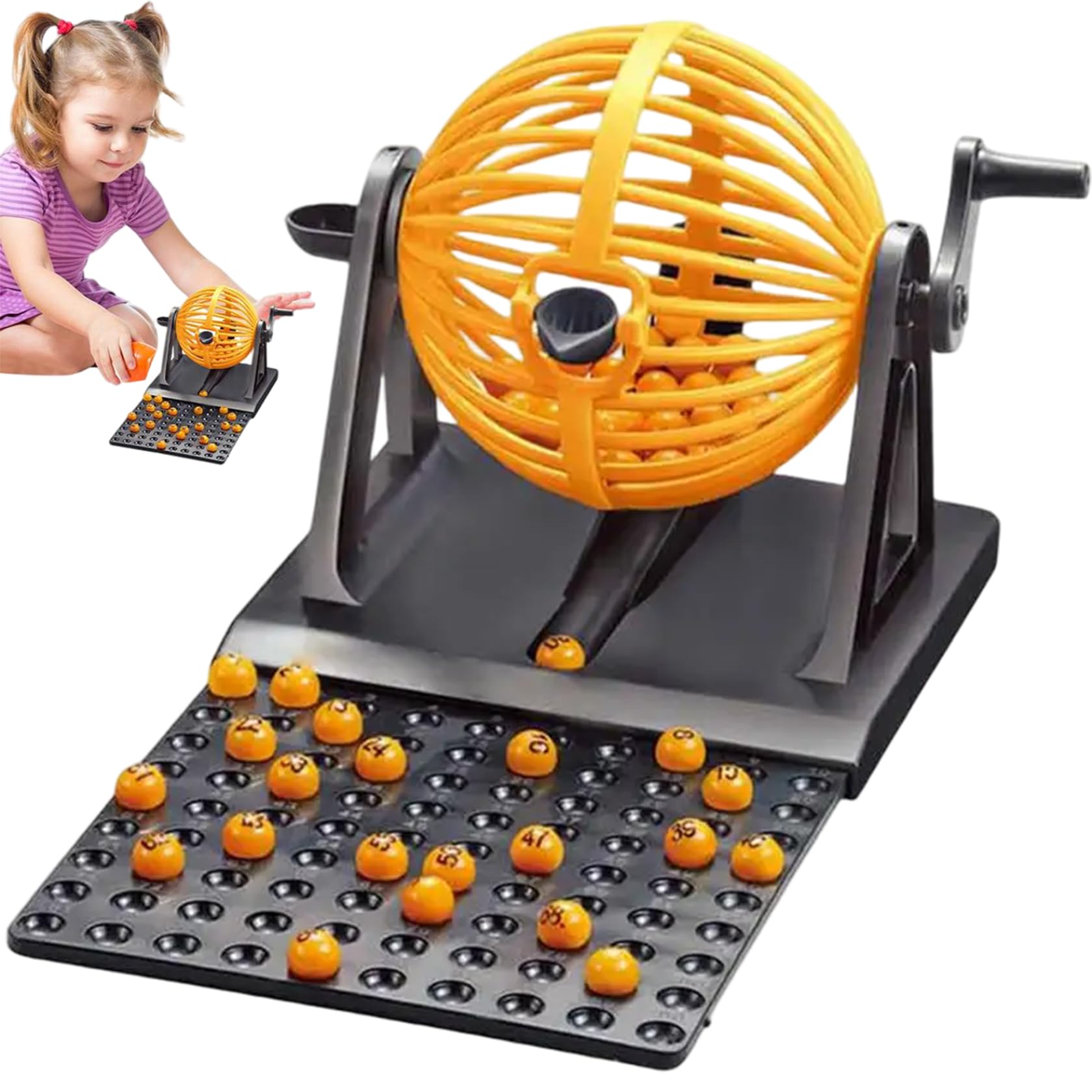 Nukinp Bingo Set, 12 Card & 90 Number Bingo Balls with Cage Fun Play Machine for Kids, Adults, Family, No Chips