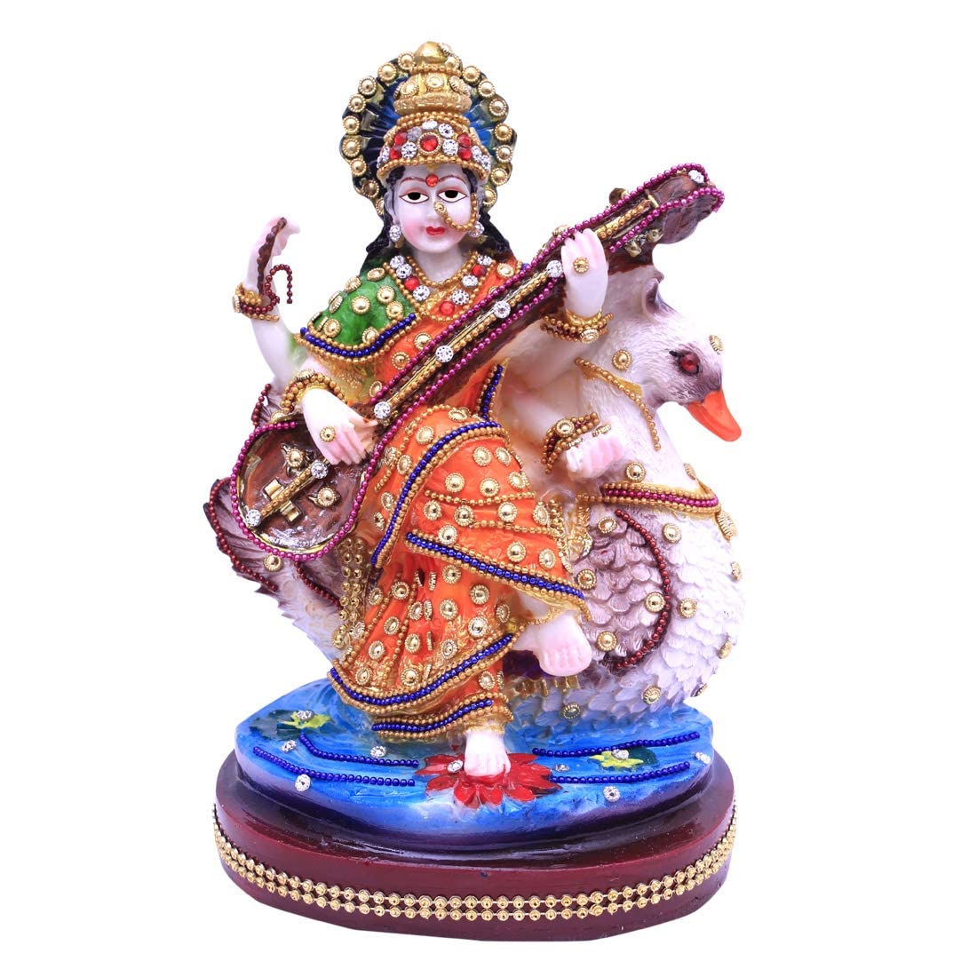 Idole Mata Saraswati orange un cadeau spirituel pour bénir un foyer