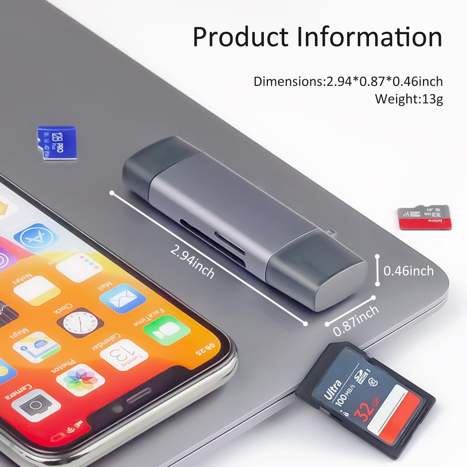 Czytnik kart SD USB 3.0 USB-C, czytnik kart pamięci 2 w 1 Wansurs ze stopu aluminium z podwójnymi złączami do kart SDXC, SDHC, SD, MMC, RS-MMC, Micro SDXC, Micro SD, Micro SDHC i