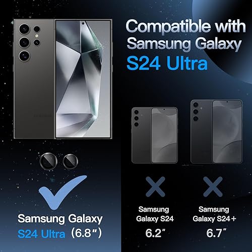 Miniatura 2 de JETech Protector de lente de cámara para Samsung Galaxy S24 Ultra, cubierta de anillo individual de metal de vidrio templado 9H, bandeja de fácil