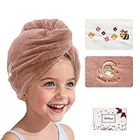 Vista 10 de Rellenos de calcetines para niñas, toalla de secado de pelo de microfibra con envoltura, toalla de pelo extra gruesa de 2 capas súper absorbente