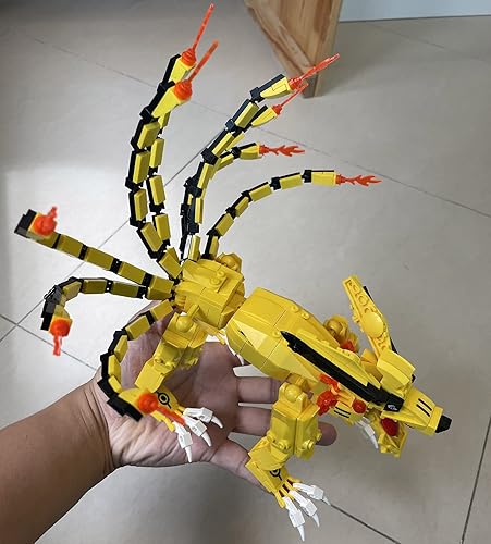 Miniatura 2 de 429 piezas de decoración para pastel de cumpleaños, decoraciones temáticas de anime, bloques de construcción, figuras de dragón Kurama de nueve