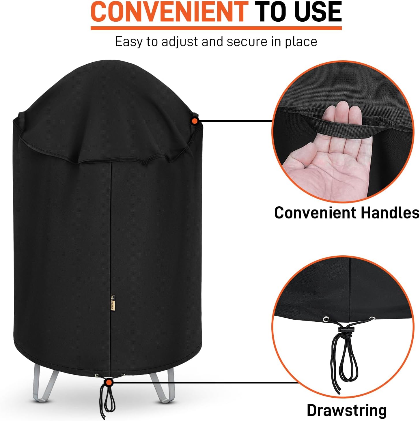 Arcedo Round Bullet Smoker Cover for Outside 30 Inch, Vertical Charcoal Kettle Joe Smoker Cover, Outdoor Electric Grill Dome Cover Heavy Duty Waterproof Compatible with Wber Charbroil Cuisinart