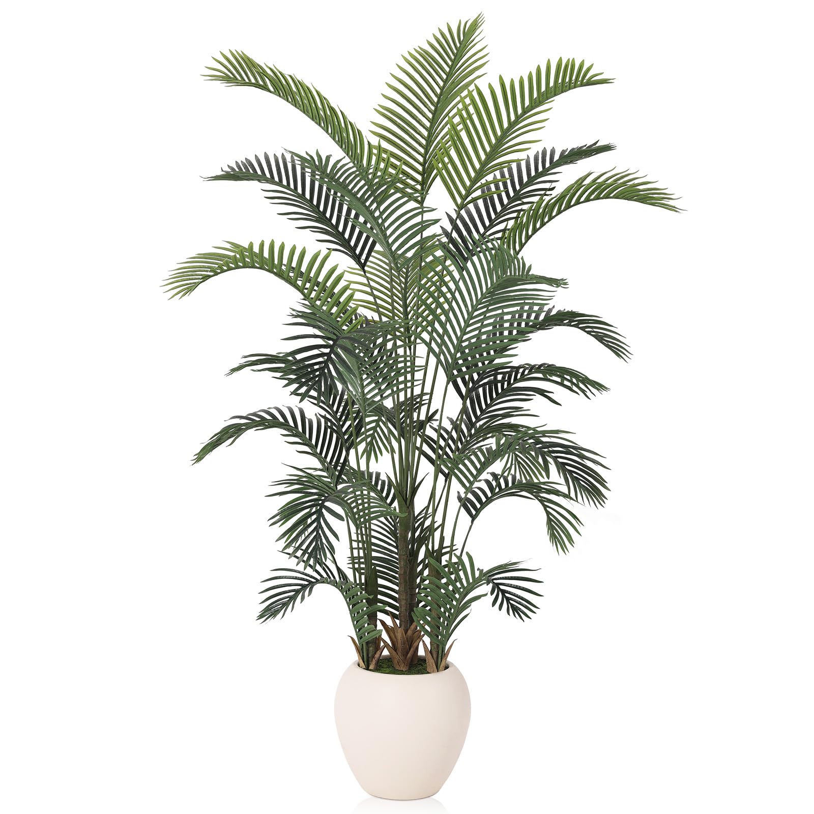 Artificial Palm Tree Plant - 7FT Tall Fake Tree with Realistic Look UV Protection - Large Indoor Outdoor