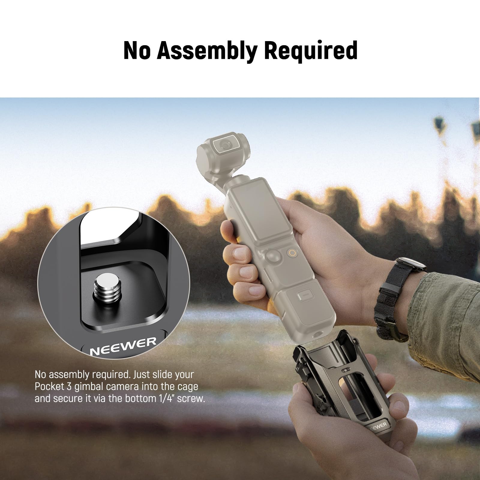NEEWER Kieszeń 3 klatki, wszystko w jednym, ochronna platforma wideo ze stopu aluminium, kompatybilna z DJI Osmo Pocket 3 i akcesoriami do montażu magnetycznego, gwinty 1/10.2 cm, zimne buty, gniazda
