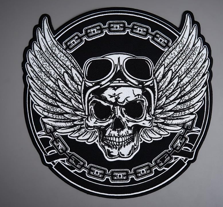 embroidery skull patches SEW PATCH 12 INCH by 11 INCH PATCH (1 PEES)