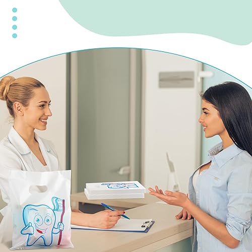 Miniatura 5 de Jetec 200 bolsas de plástico de dientes de 8.18 x 9.25 pulgadas, mercancía para el cuidado del paciente, bolsas de regalo de plástico dental con