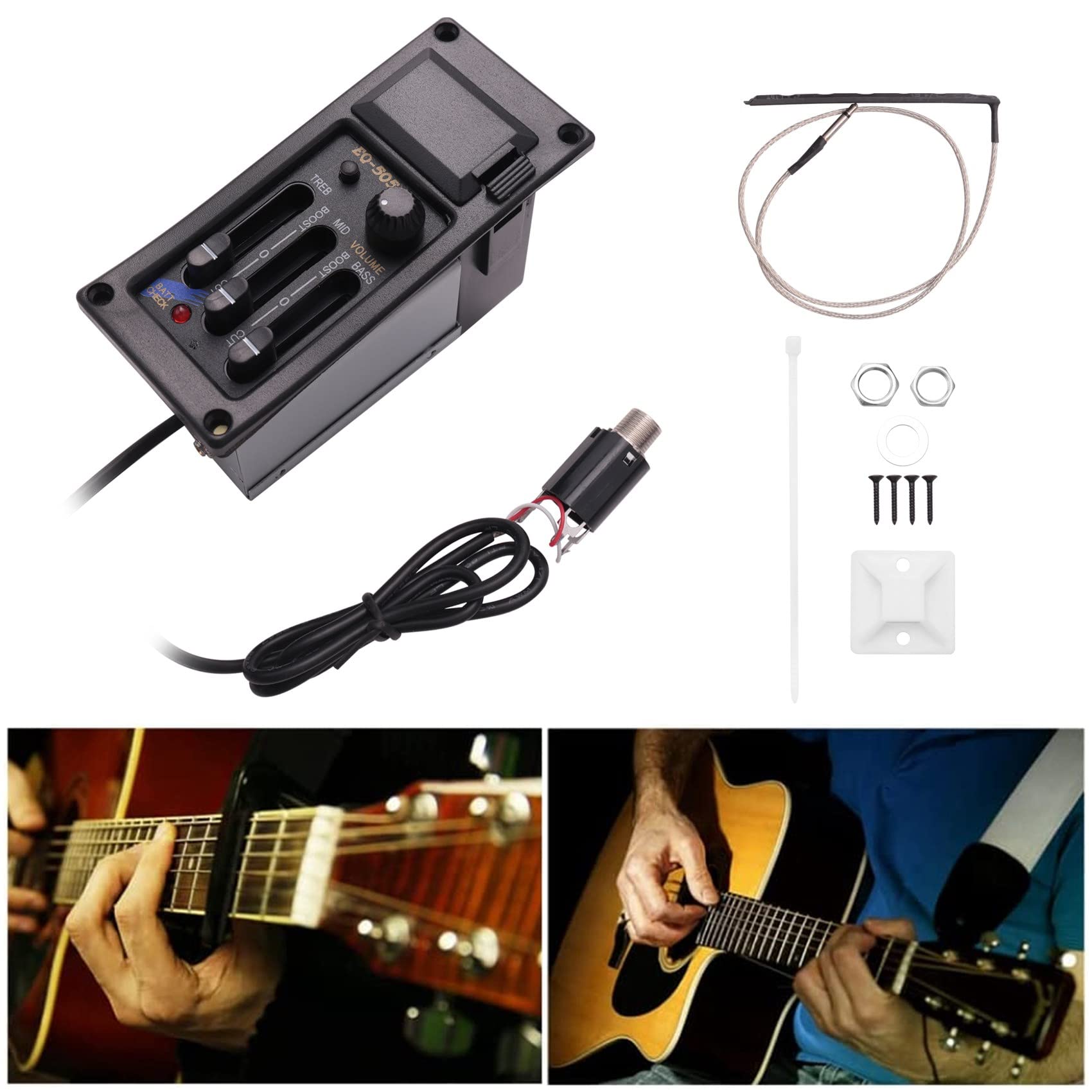 Yindhgdr EQ-505R Acoustic Guitar 3 Band Preamp Amplifier Equalizer Piezo - Image 3