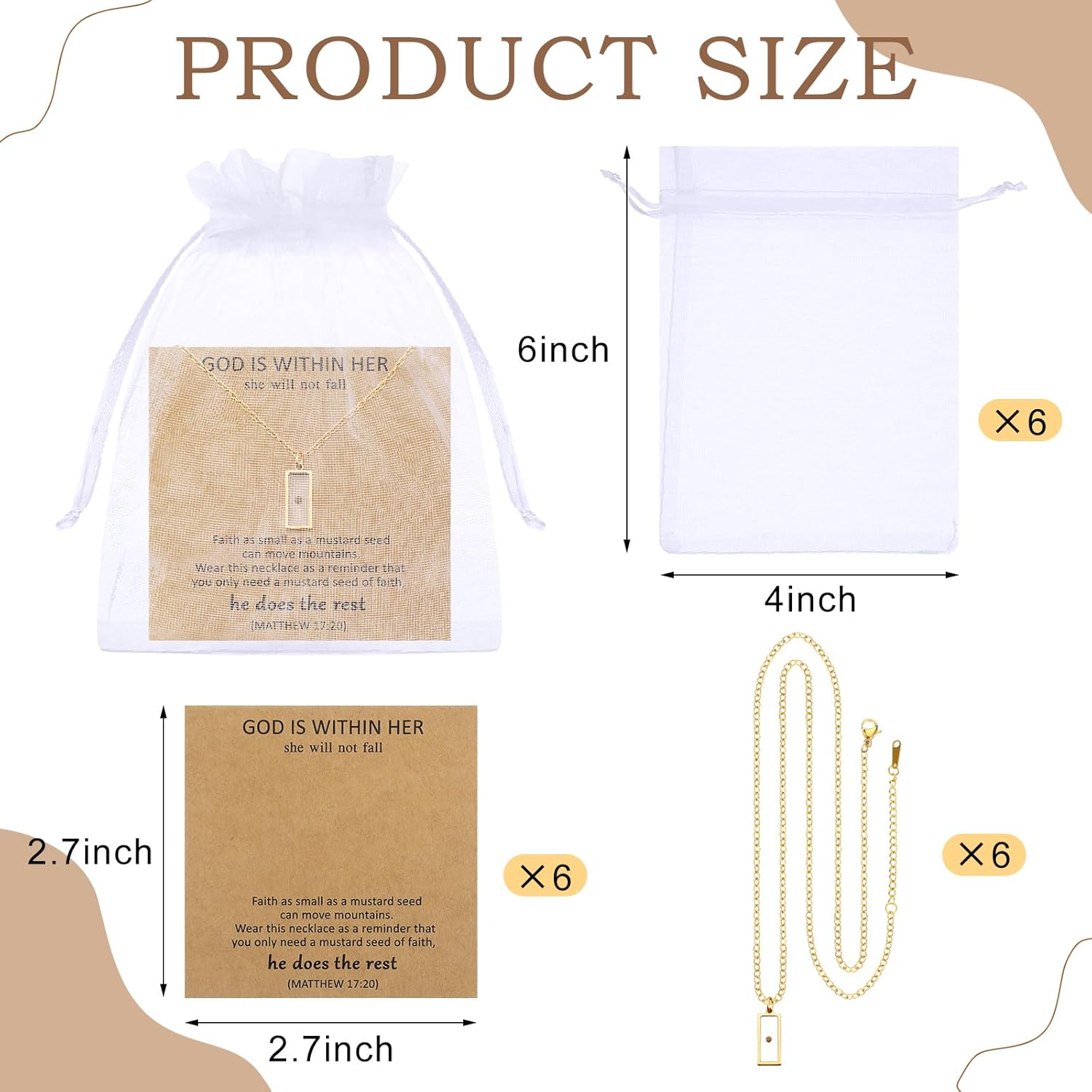 6 Set Mustard Seed Necklace for Women Faith Necklace Mustard Seed Jewelry Inspirational Religious Christian Gifts - Image 3