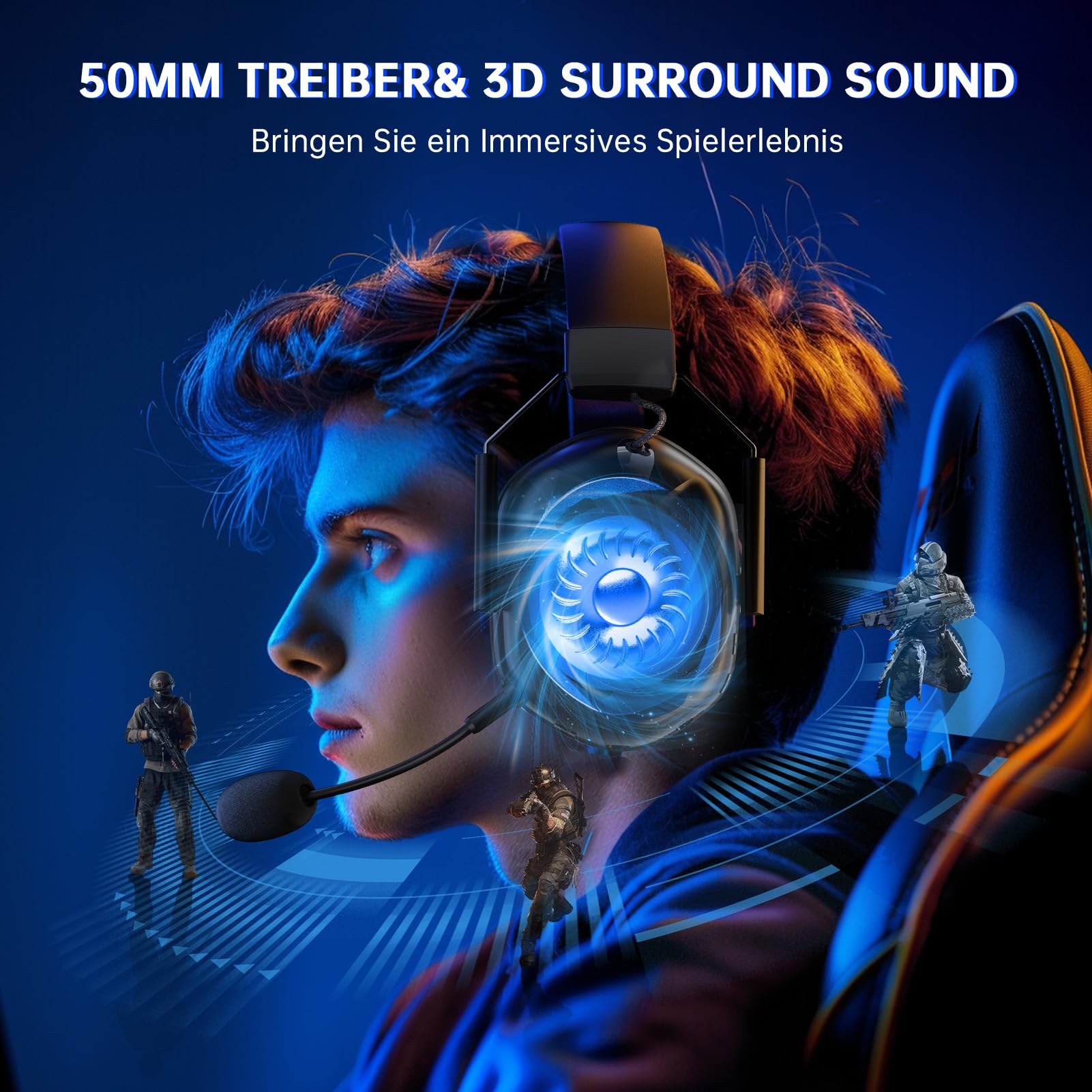 Gvyugke Casque de Jeu sans Fil 2,4 GHz pour Xbox Series, Casque avec Microphone pour PS5/4/PC/Switch/Mac, réduction du Bruit, Son Surround 3D, 60 Heures d'autonomie et lumières RVB