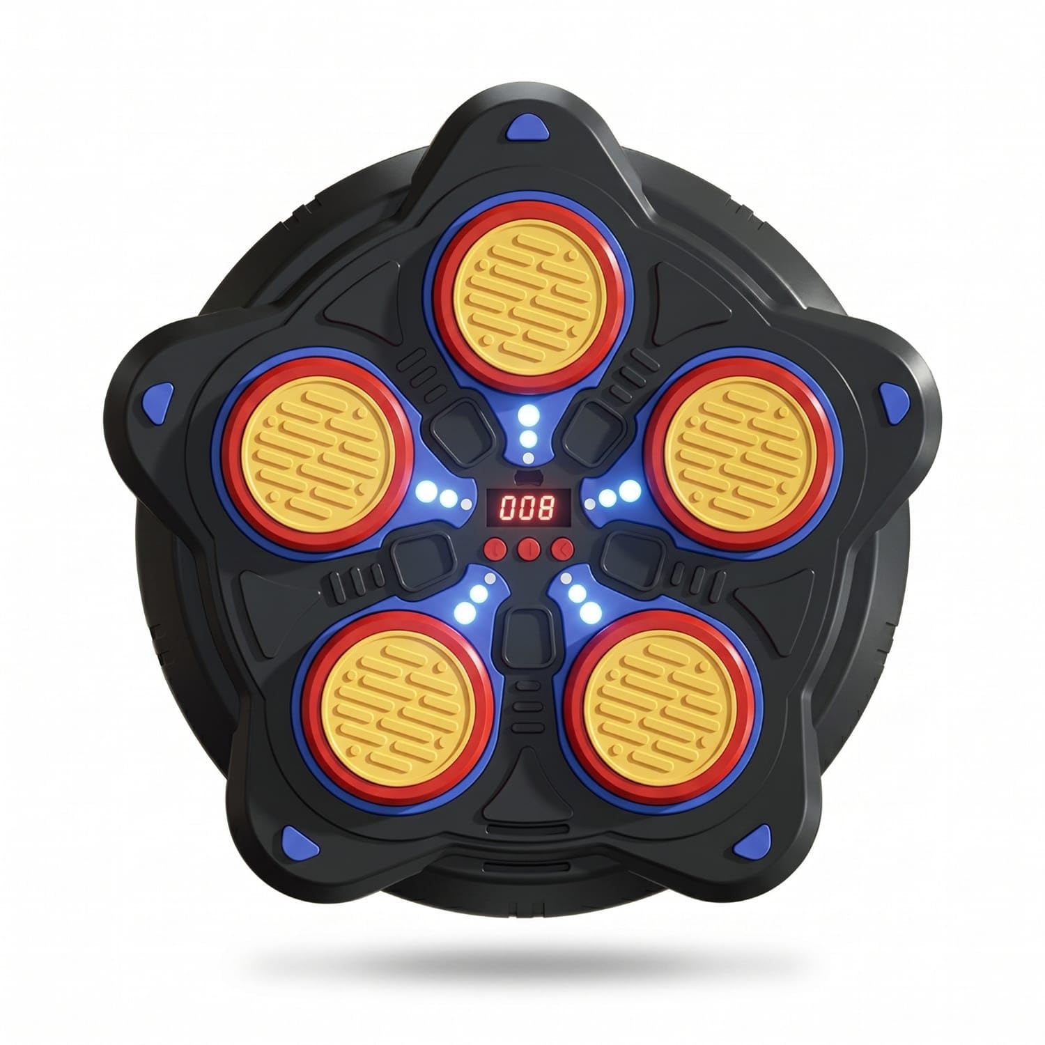 Five Pads Smart Music Boxing Target Digital Counter Wall-Mounted Boxing Target Sound and Lights Interactive Punching Game Adjustable Speed for Home, Black, 5 Keys Wo Gloves-image-43