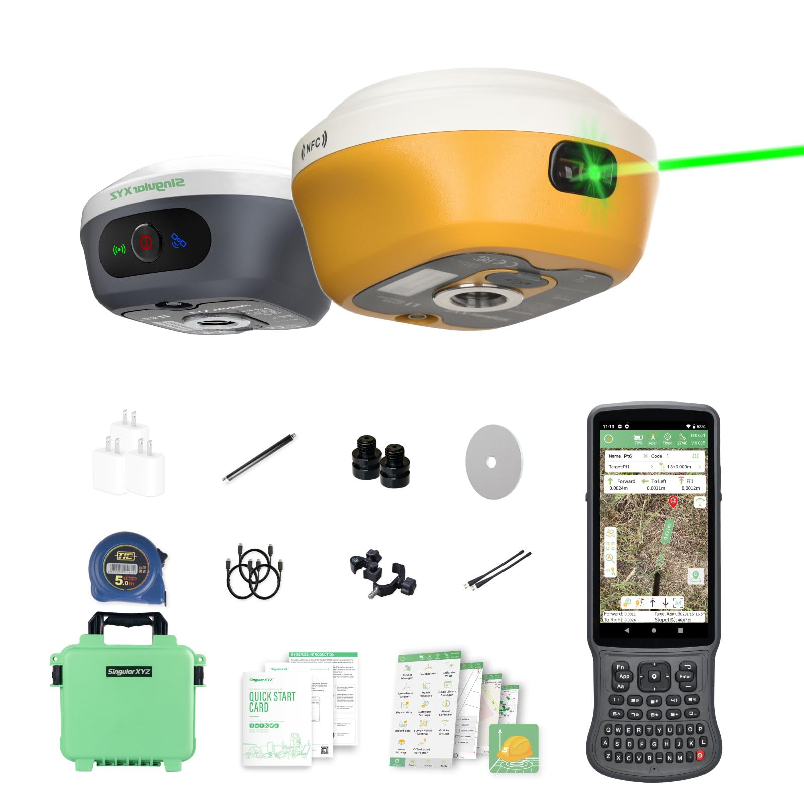 L1-Laser GNSS RTK Surveying Equipment with IMU Rover&Base, GPS RTK with Integrated Laser Measurement, GNSS Receiver Handheld Collector with Software, 1cm Accuracy |15km UHF | Double 60° Tilt Surveying-image-12