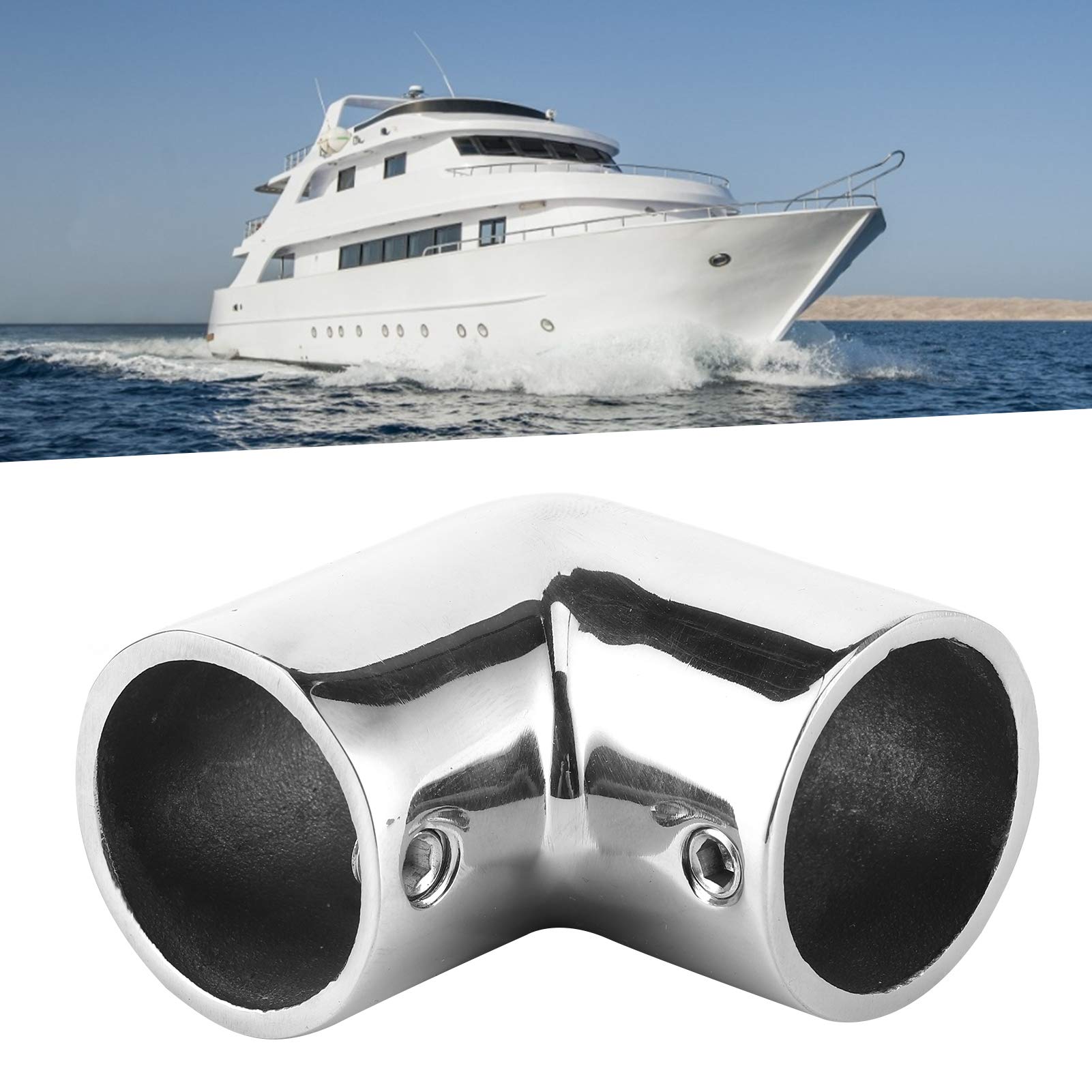 Acouto 90° Stainless Steel Boat Pipe Connector – 316 Marine Grade Elbow Joint For Hand Rails (25mm)