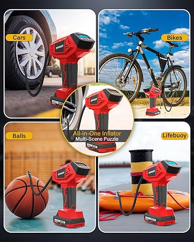 Miniatura 7 de Inflador de neumáticos actualizado, compresor de aire portátil, bomba de aire inalámbrica de 160 PSI con batería recargable de 20 V, inflado 2 veces
