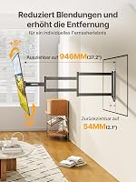 monTEK TV Fali Tartó 23-65 Colos Képernyőkhöz, 94 cm Kinyúlású Forgatható Dönthető Konzol, VESA 400x400mm, 35kg Teherbírás, Fekete 3