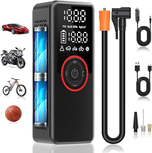 Inflador de neumáticos, compresor de aire portátil, bomba de aire para automóviles, bicicletas y neumáticos de motocicleta, bomba cilíndrica de