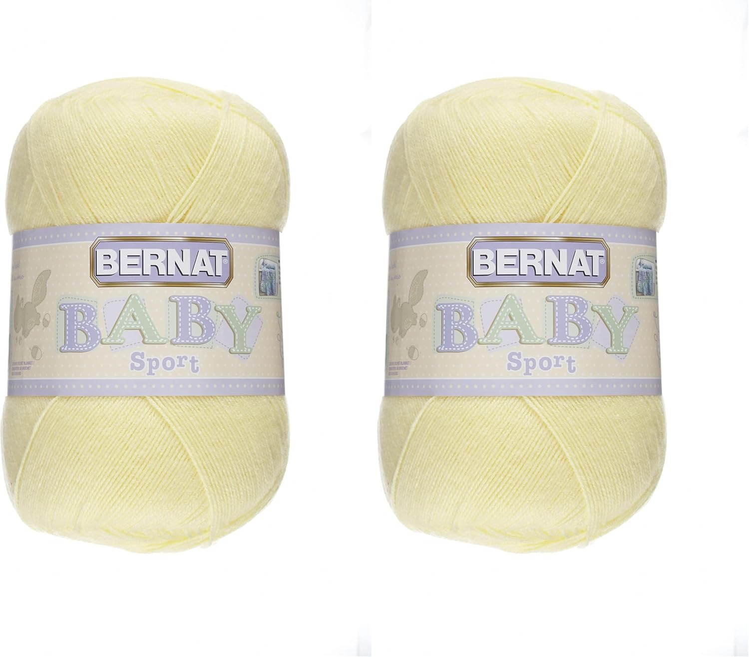 Bernat Baby Sport BB Baby Yellow Yarn - 2 Pack of 12.3oz/350g - Acrylic - #3 Light - 1256 Yards - Knitting/Crochet