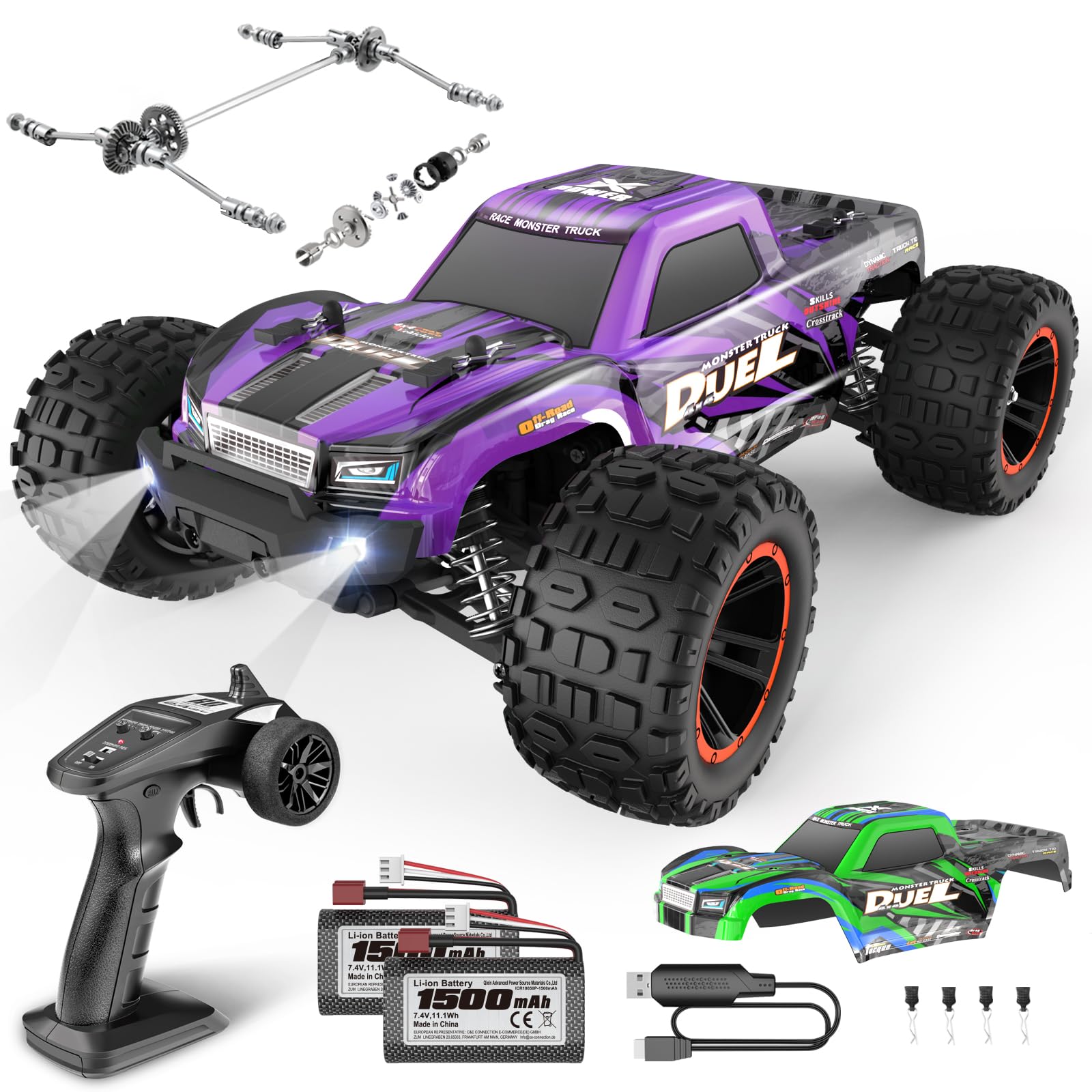 HAIBOXING Voiture Télécommandée Tout Terrain 1/14 4WD Voiture RC | 39km/h grande vitesse, 2.4GHz, Monster Truck, avec 2 batteries, 40min+, buggy, jouet de passe-temps pour adultes et enfants